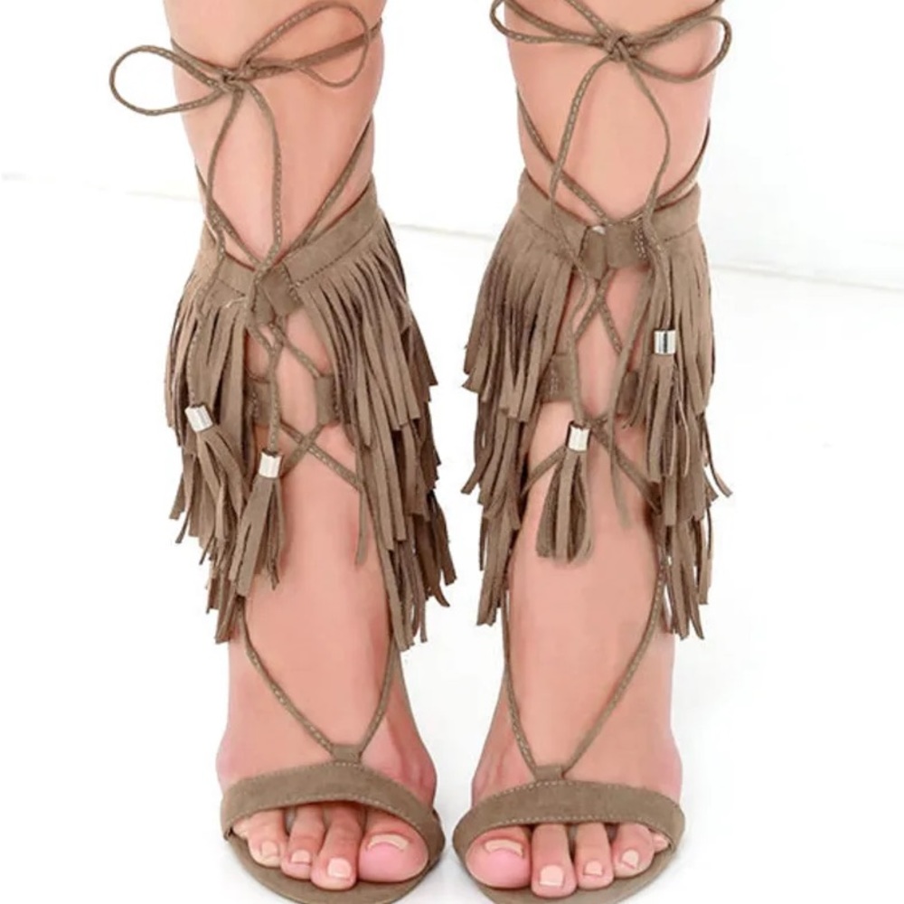 Fringe open toe heels - Picture 6 of 7